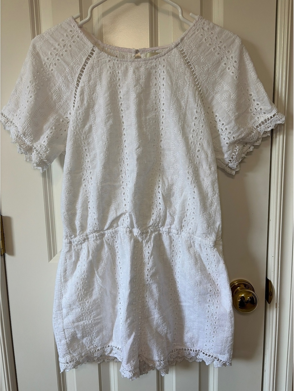 Anthropologie Elevenses White Eyelet Romper size medium